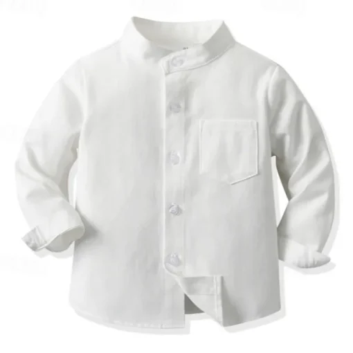 Boys 3D Solid Color Shirts Long Sleeve Summer Spring Fashion Basic Kids 4-12 Years Shirt collar Outdoor Casual Daily Regular Fit