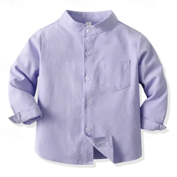 Boys 3D Solid Color Shirts Long Sleeve Summer Spring Fashion Basic Kids 4-12 Years Shirt collar Outdoor Casual Daily Regular Fit