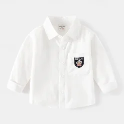 Boys 3D Solid Color Shirts Long Sleeve Summer Spring Fashion Basic Little Kids(4-7ys) 4-7 Years Lapel Outdoor Casual Daily Regular Fit