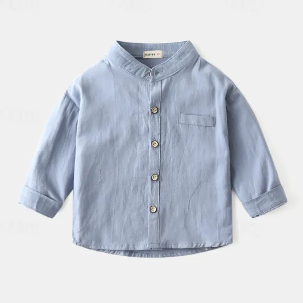 Boys 3D Solid Color Shirts Long Sleeve Summer Spring Fashion Basic Little Kids(4-7ys) 4-7 Years Shirt collar Outdoor Casual Daily Regular Fit
