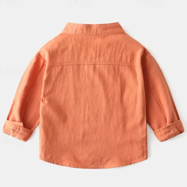 Boys 3D Solid Color Shirts Long Sleeve Summer Spring Fashion Basic Little Kids(4-7ys) 4-7 Years Shirt collar Outdoor Casual Daily Regular Fit