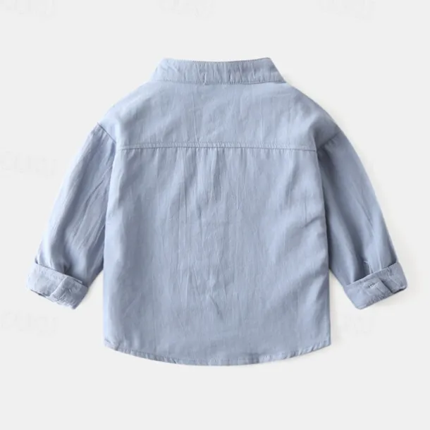 Boys 3D Solid Color Shirts Long Sleeve Summer Spring Fashion Basic Little Kids(4-7ys) 4-7 Years Shirt collar Outdoor Casual Daily Regular Fit