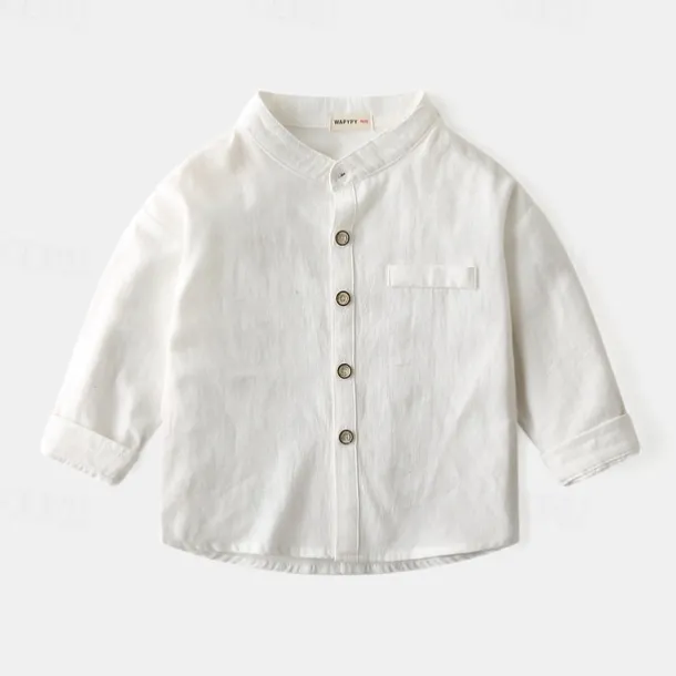 Boys 3D Solid Color Shirts Long Sleeve Summer Spring Fashion Basic Little Kids(4-7ys) 4-7 Years Shirt collar Outdoor Casual Daily Regular Fit