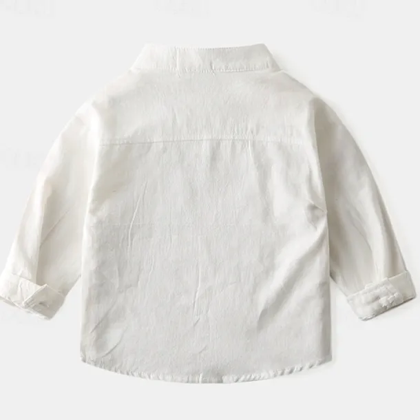 Boys 3D Solid Color Shirts Long Sleeve Summer Spring Fashion Basic Little Kids(4-7ys) 4-7 Years Shirt collar Outdoor Casual Daily Regular Fit