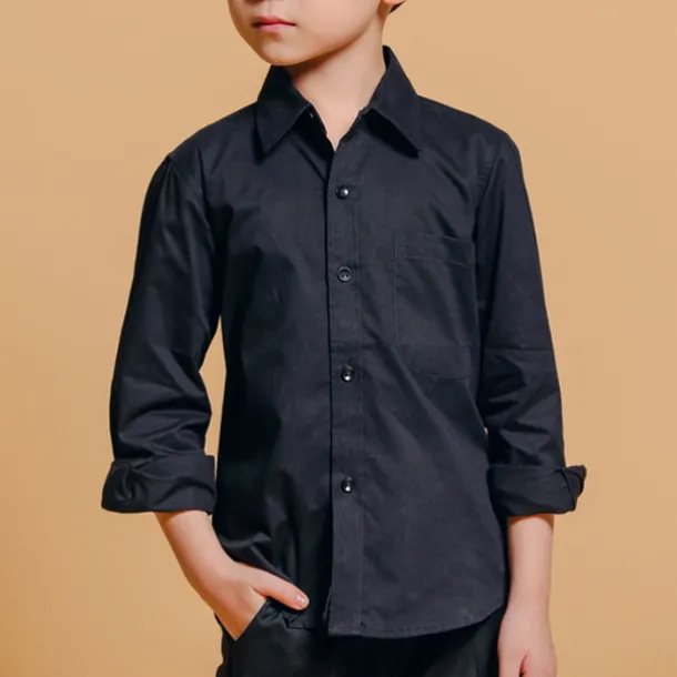 Boys 3D Solid Color Shirts Long Sleeve Spring Fall Fashion Cool Kids 3-13 Years Formal Indoor Regular Fit