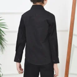 Boys 3D Solid Color Shirts Long Sleeve Spring Fall Fashion Cool Kids 3-13 Years Formal Indoor Regular Fit