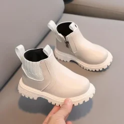 Boys Girls' Boots Daily PU Little Kids(4-7ys) Toddler(2-4ys) Daily Black White Brown Summer Spring Fall