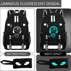 Boys' Luminous School Backpack with USB Charging Port and Lock – Waterproof Teen Bookbag with Headphone Jack for Middle School, Travel, or Daily Use