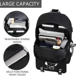 Boys' Luminous School Backpack with USB Charging Port and Lock – Waterproof Teen Bookbag with Headphone Jack for Middle School, Travel, or Daily Use