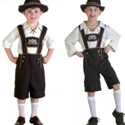 Boys Oktoberfest Costume Traditional German Beer Outfit Lederhosen Shirt Hat 3 Pieces Munich Bavarian Costume for Kids