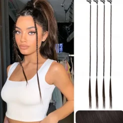 Braid Hair Extensions 4 PCS Baby Braids Front Side Bang Curtain Bang Clip in Hair Extensions Long Braided Hair Piece Natural Soft Synthetic Hair for Women Daily Wear 20 Inch Cool Light Blonde
