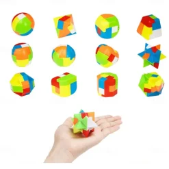 Brain Teaser Puzzles for Teenagers and Adults 12Pcs 3D Unlock Interlock Magic Ball Puzzle ToysMindIQ Test Plastic Puzzle Games for Teens