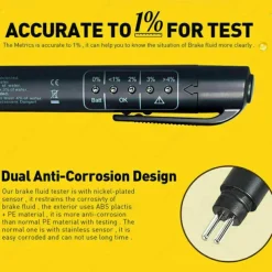 Brake Fluid Liquid Tester Auto Brake Diagnostic Testing Tool Hydraulic Fluid Liquid Oil Moisture Analyzer With 5 LED Indicators Brake Testing Tool
