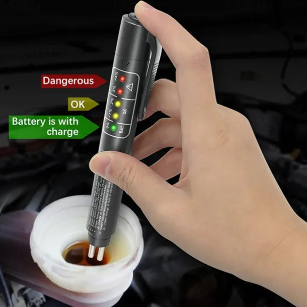 Brake Fluid Liquid Tester Auto Brake Diagnostic Testing Tool Hydraulic Fluid Liquid Oil Moisture Analyzer With 5 LED Indicators Brake Testing Tool