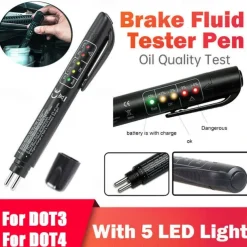 Brake Fluid Liquid Tester Auto Brake Diagnostic Testing Tool Hydraulic Fluid Liquid Oil Moisture Analyzer With 5 LED Indicators Brake Testing Tool