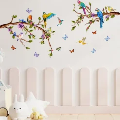 Branches Flowers Birds Butterflies Transferable Wall Stickers Home Decoration Wall Decals Bedroom Living Room Study 3pcs