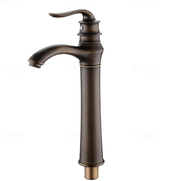 Brass Bathroom Sink Faucet,Waterfall Antique Brass Widespread Water Flow Single Handle One Hole Bath Taps with Hot and Cold Switch