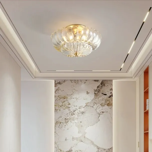 Brass Ceiling Light 30cm E14 3-Light Ceiling Light Fixture with Glass Shade Vintage Home Entryway Flush Mount Ceiling Light Bathroom Close to Ceiling Light Fixtures 110-240V