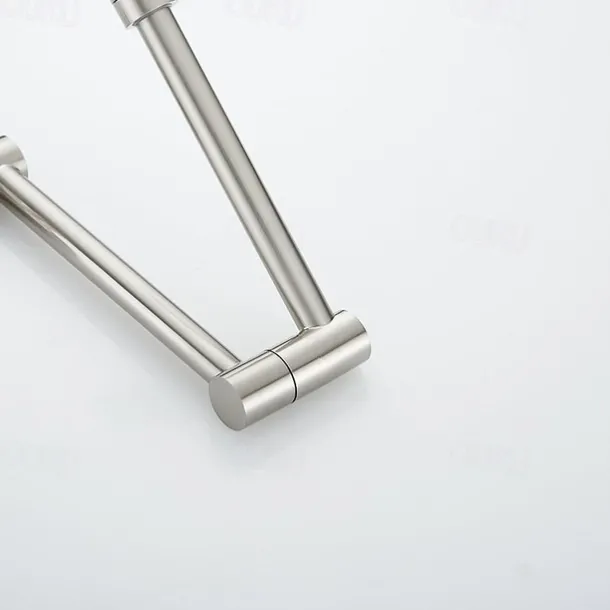 Brass Kitchen Faucet, Wall Mounted Pot Filler Single Handle One Hole Nickel Brushed Rotatable and Pre Rinse Kitchen Taps with Cold Water Only