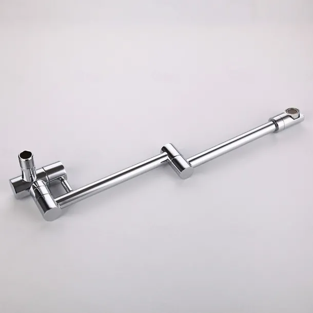 Brass Kitchen Faucet,Silvery Wall Mounted Rotatable Foldable Single Handle One Hole Bath Taps with Cold Water Only