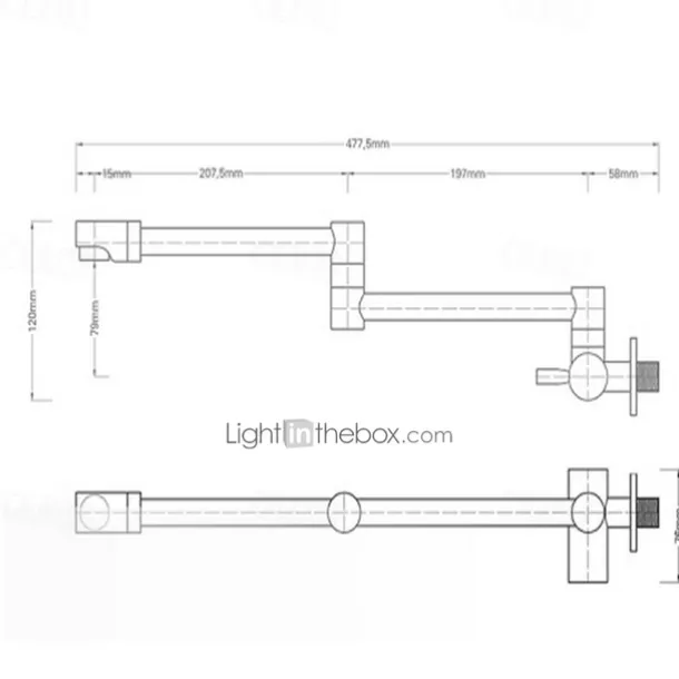 Brass Kitchen Faucet,Silvery Wall Mounted Rotatable Foldable Single Handle One Hole Bath Taps with Cold Water Only