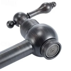 Brass Kitchen Faucet，Two Handles One Hole Antique Copper Pot Filler Wall Mounted Foldable Widespread Kitchen Taps