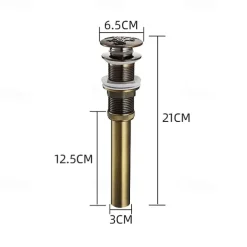 Brass Pop Up Sink Drain Stopper with Overflow Bathroom Faucet Vessel Vanity Sink Drainer