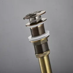 Brass Pop Up Sink Drain Stopper with Overflow Bathroom Faucet Vessel Vanity Sink Drainer