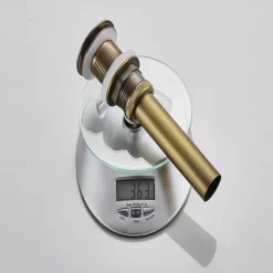 Brass Pop Up Sink Drain Stopper with Overflow Bathroom Faucet Vessel Vanity Sink Drainer