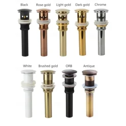 Brass Pop Up Sink Drain Stopper with Overflow Bathroom Faucet Vessel Vanity Sink Drainer