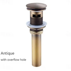 Brass Pop Up Sink Drain Stopper with Overflow Bathroom Faucet Vessel Vanity Sink Drainer
