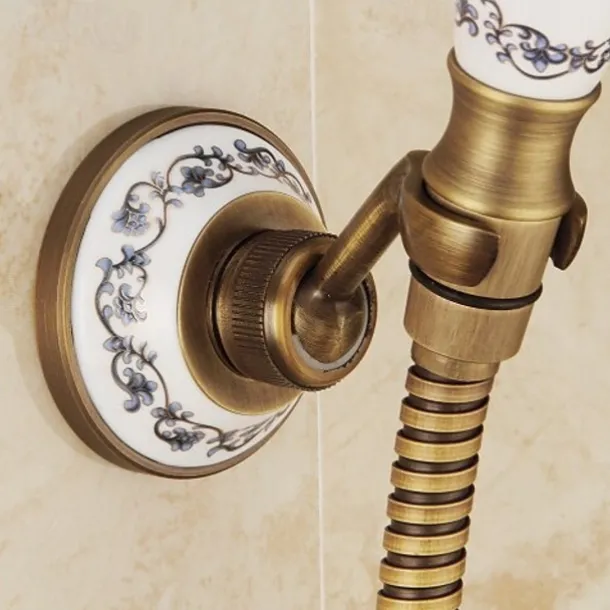 Brass Shower Faucet Set,Two Handles One Hole Wall Installation Waterfall Portable Spray Pull out Handshower with Cold/Hot Water