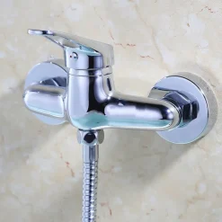 Brass Shower System Faucet Combo Set, Wall Mounted Tub and Bath Shower Mixer Taps Chrome Shower Ceramic Valve with Hot and Cold Water