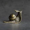 Brass Snail Animal Figurines, Retro Pure Copper Mini Snail Statue Ornaments Desk Antique Brass Tea Pet Collection Home Decorations For Living Room