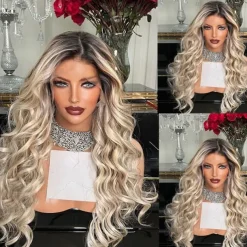 Brazilian Hair Ash Blonde Glueless 5x5 Lace Closure Wigs Free Part Ombre Colored 13x4 Lace Front Wig with Baby Hair for Women