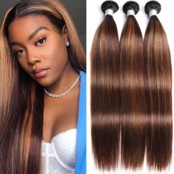 Brazilian Hair Human Hair Tricolor T1b-4/30# Straight Hair Bundle 3 Bundles 300g