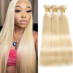 Brazilian Human hair 613# Blonde hair bundle Straight hair 3 bundle 10-28inch