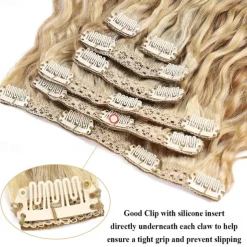 Brazilian P27-613 Water Wave Blonde Human Hair Extensions Unprocessed Human Hair Bundles Weft 1PC 100g Piano Color (18 100G Clip In Human Hair