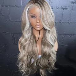 Brazilian Raw Remy Hair Wavy Highlight Ash Blonde Glueless 5x5 Lace Closure Glueless Wigs Colored 13x4 Lace Frontal Wig Pre-Plucked For Women