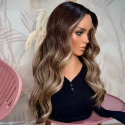 Brazilian Virgin Hair Glueless 5x5 Lace Closure Wigs Ash Blonde Ombre Highlight Lace Frontal Wig Natural Hairline Pre-Plucked For Women