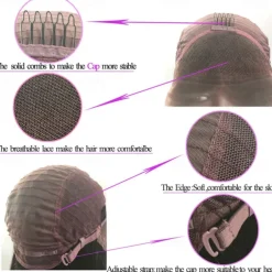 Brazilian Virgin Hair Straight Highlight Colored Glueless 5x5 Lace Closure wigs with Bangs 13x4 Lace Front Wig for Women