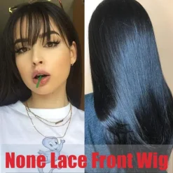 Brazilian Virgin Straight Human Hair Wigs with Bangs 8-30 inch None Lace Front Wigs Machine Made Wigs for Black Women Natural Color