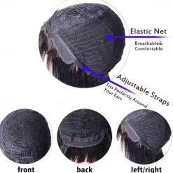 Brazilian Virgin Straight Human Hair Wigs with Bangs 8-30 inch None Lace Front Wigs Machine Made Wigs for Black Women Natural Color