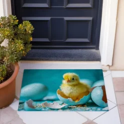 Breaking Egg Easter Doormat Floor Mats Washable Rugs Kitchen Mat Non-Slip Oil Proof Rug Indoor Outdoor Mat Bedroom Decor Bathroom Mat Entrance Rug