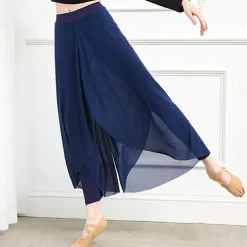 Breathable Activewear Skirts Pure Color Splicing Women's Training Performance High Cotton Blend Tulle