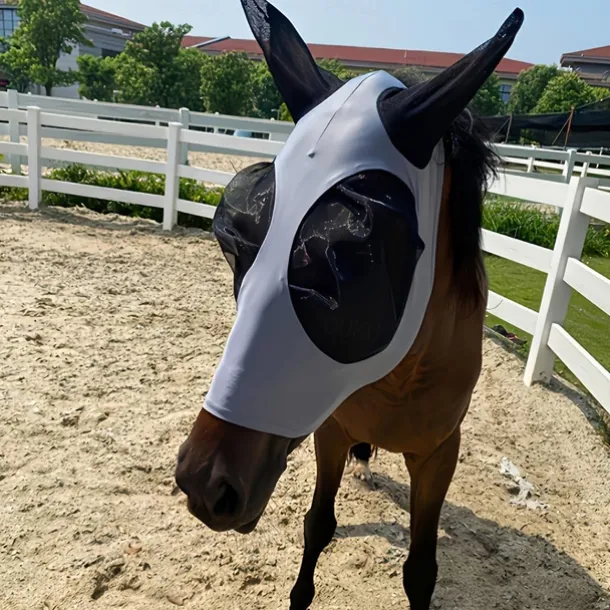 Breathable Horse Fly Mask With Ear, Mosquito Protection Mask, Horseback Riding Equestrian Equipment