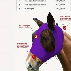 Breathable Horse Fly Mask With Ear, Mosquito Protection Mask, Horseback Riding Equestrian Equipment