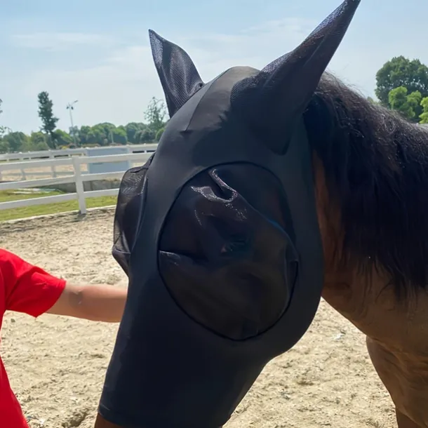 Breathable Horse Fly Mask With Ear, Mosquito Protection Mask, Horseback Riding Equestrian Equipment