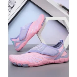 Breathable Water Shoes for Women – Stylish Velcro Mesh Barefoot Aqua Shoes for Beach, Kayaking, Swimming & Travel, Quick-Drying Lightweight Swim Footwear