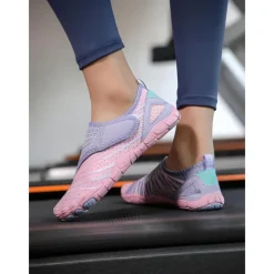 Breathable Water Shoes for Women – Stylish Velcro Mesh Barefoot Aqua Shoes for Beach, Kayaking, Swimming & Travel, Quick-Drying Lightweight Swim Footwear